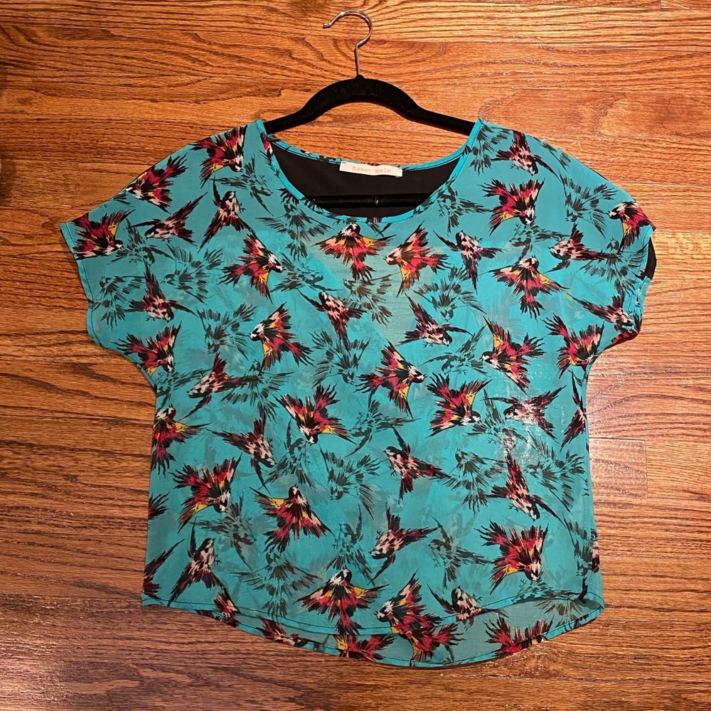 Slightly Sheer Teal Short Sleeve Top